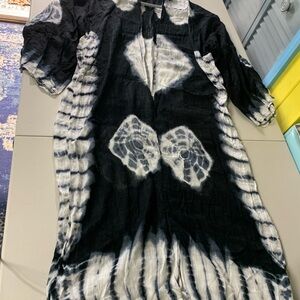 Black and White Tie-Dye Viscose cardigan